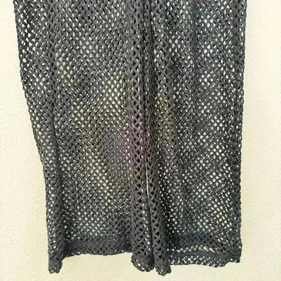 Black Crochet Fringe Halter Tie Crop Swim Boho Festival Top And Pants Set Small - Picture 8 of 8